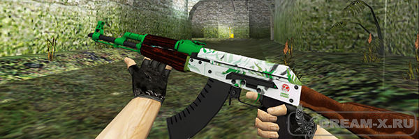 HD AK-47 Gidroponika (Гидропоника) с ручной анимацией осмотра для CS 1.6